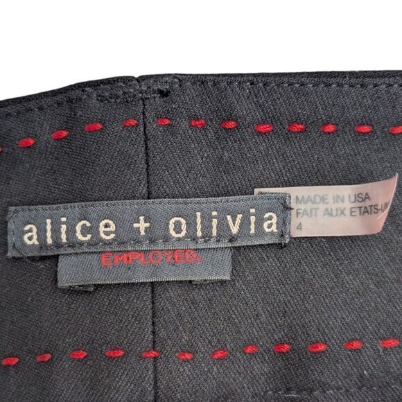 alice + olivia Employed Stretch Slim Black Trousers Women's Size 4 - Picture 3 of 5